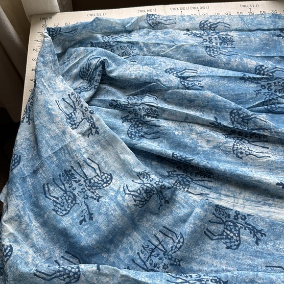 Vintage Indian Block Print Cotton Fabric – Blue Deer Motif – 3 Yards - Picture 9 of 11